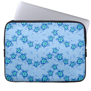Hawaiian Honu Hibiscus Sea Turtles Laptop Sleeve