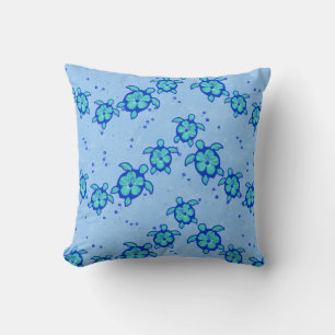 Hawaiian Honu Hibiscus Sea Turtles Throw Pillow