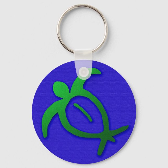 Hawaiian Honu Petroglyph Keychain (Front)