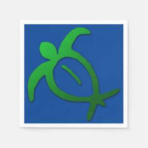 Hawaiian Honu Petroglyph on Blue Napkin