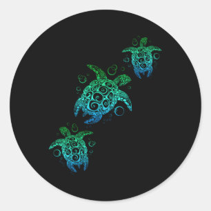 Hawaiian Honu Sea Turtles Beach Classic Round Sticker
