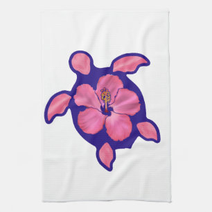 Hawaiian Honu Turtle and Hibiscus Kitchen Towel