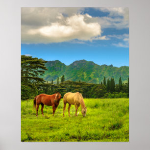 Hawaiian Horses, Hokulei Peak, Kauai, Vertical Poster