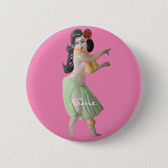 Hawaiian Hula Dancer Thunder_Cove 2 Inch Round Button (Front)