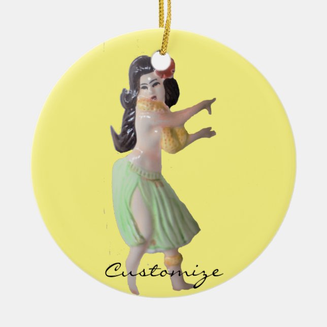 Hawaiian Hula Dancer Thunder_Cove Ceramic Ornament (Front)