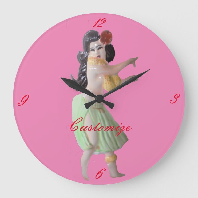 Hawaiian Hula Dancer Thunder_Cove Large Clock (Front)