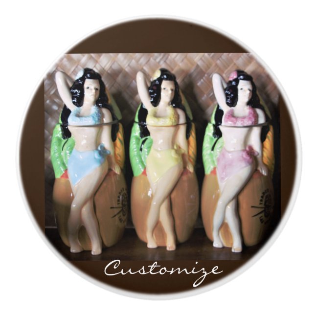 Hawaiian Hula Dancers Thunder_Cove Ceramic Knob (Front)