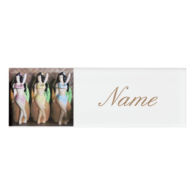 Hawaiian Hula Dancers Thunder_Cove Name Tag (Front)