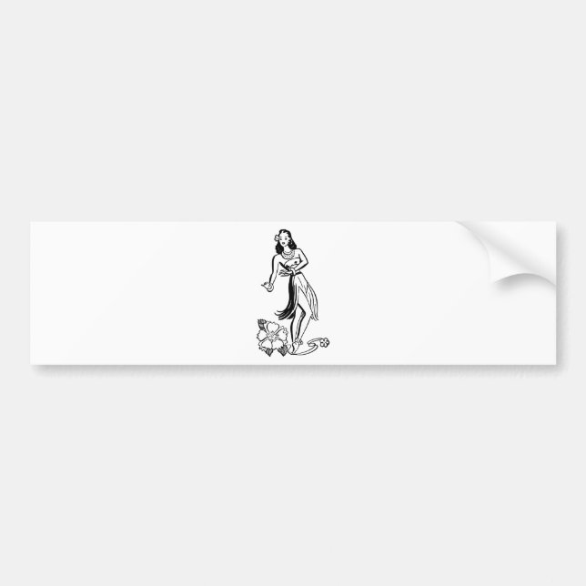Hawaiian Hula Girl Bumper Sticker (Front)