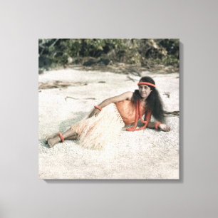 Hawaiian Hula Girl Circa 1909 Canvas Print