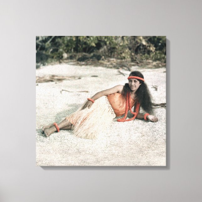 Hawaiian Hula Girl Circa 1909 Canvas Print (Front)