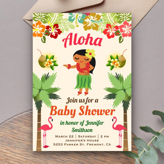 Hawaiian Hula Girl Luau Baby shower Invitation (Créateur téléchargé)