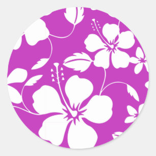 HAWAIIAN HULA (HIBISCUS) BERRY CLASSIC ROUND STICKER