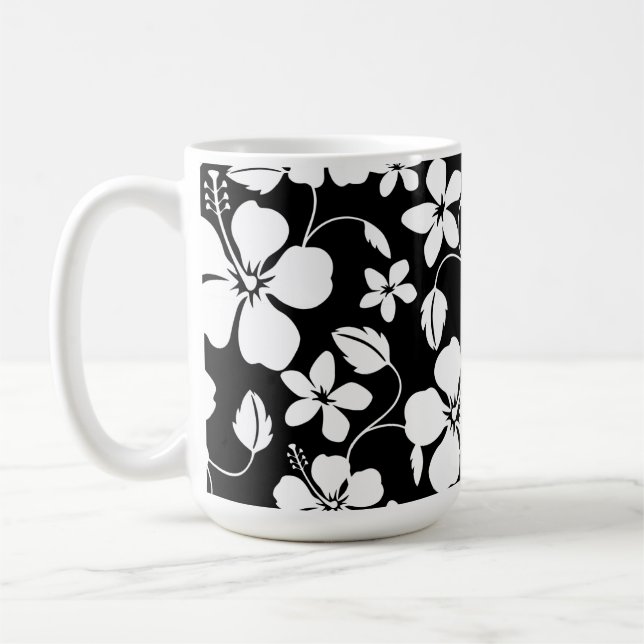 HAWAIIAN HULA (HIBISCUS) BLACK COFFEE MUG (Left)