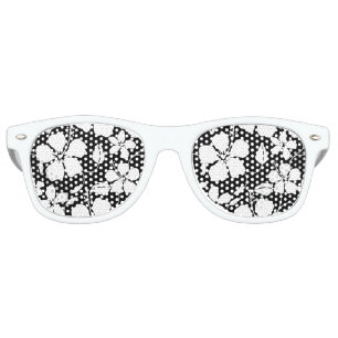 HAWAIIAN HULA (HIBISCUS) BLACK RETRO SUNGLASSES