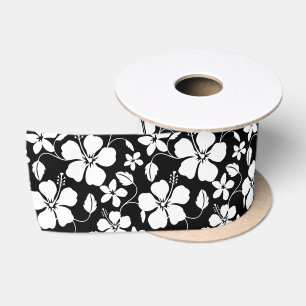 HAWAIIAN HULA (HIBISCUS) BLACK SATIN RIBBON