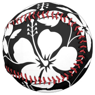 HAWAIIAN HULA (HIBISCUS) BLACK SOFTBALL