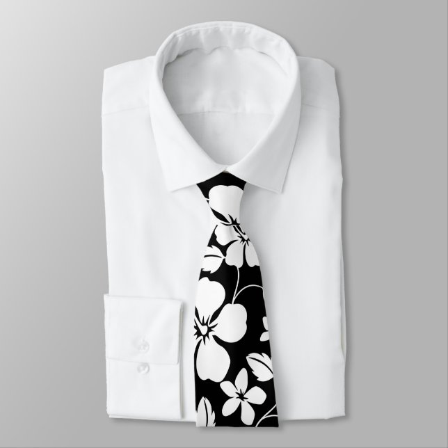 HAWAIIAN HULA (HIBISCUS) BLACK TIE (Tied)