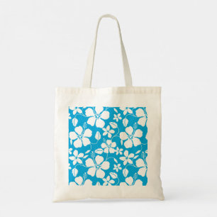 HAWAIIAN HULA (HIBISCUS) BLUE TOTE BAG