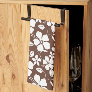 HAWAIIAN HULA (HIBISCUS) BROWN KITCHEN TOWEL