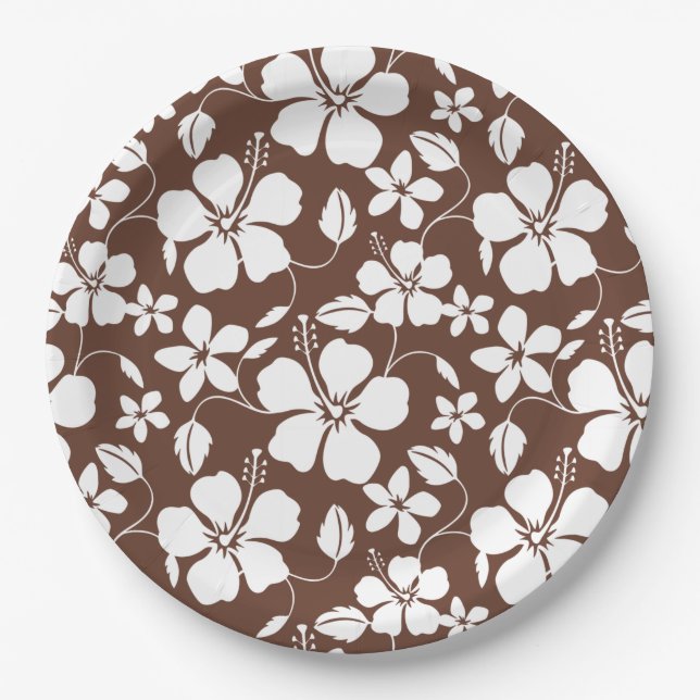 HAWAIIAN HULA (HIBISCUS) BROWN PAPER PLATE (Front)