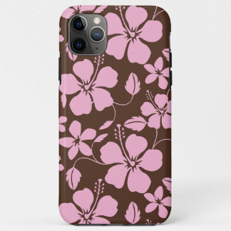 HAWAIIAN HULA (HIBISCUS) BROWN/PINK iPhone 11 PRO MAX CASE