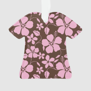 HAWAIIAN HULA (HIBISCUS) BROWN/PINK ORNAMENT
