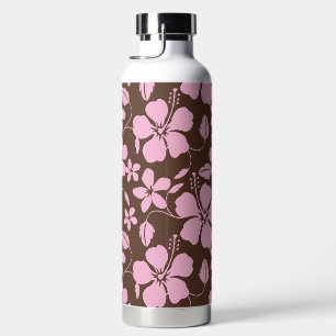 HAWAIIAN HULA (HIBISCUS) BROWN/PINK WATER BOTTLE