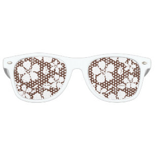 HAWAIIAN HULA (HIBISCUS) BROWN RETRO SUNGLASSES