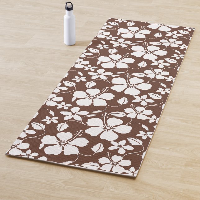 HAWAIIAN HULA (HIBISCUS) BROWN YOGA MAT (In Situ)