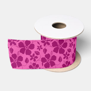 HAWAIIAN HULA (HIBISCUS) BURGUNDY WINE SATIN RIBBON