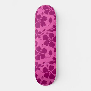 HAWAIIAN HULA (HIBISCUS) BURGUNDY WINE SKATEBOARD