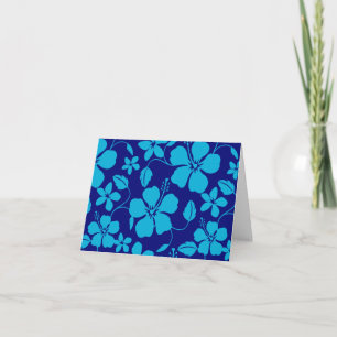 HAWAIIAN HULA (HIBISCUS) DARK/LIGHT BLUE THANK YOU CARD