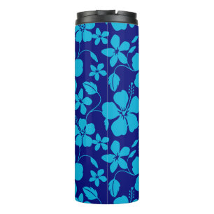 HAWAIIAN HULA (HIBISCUS) DARK/LIGHT BLUE THERMAL TUMBLER