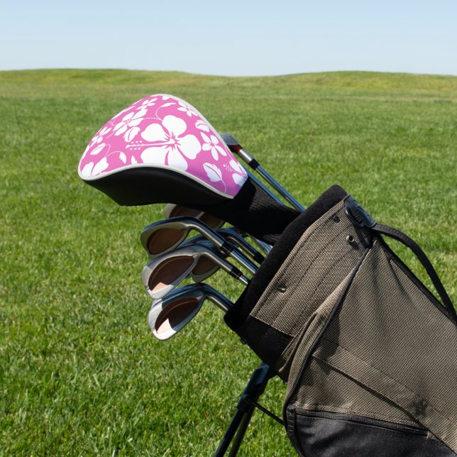 HAWAIIAN HULA (HIBISCUS) FLAMINGO PINK GOLF HEAD COVER (In Situ)