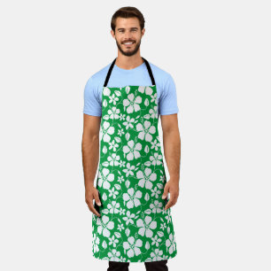 HAWAIIAN HULA (HIBISCUS) GREEN APRON