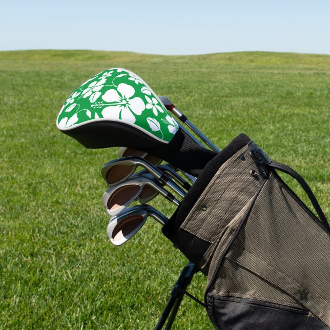 HAWAIIAN HULA (HIBISCUS) GREEN GOLF HEAD COVER (In Situ)