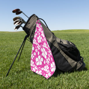 HAWAIIAN HULA (HIBISCUS) HOT PINK GOLF TOWEL