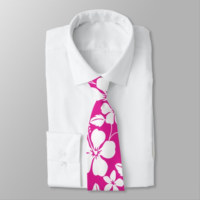 HAWAIIAN HULA (HIBISCUS) HOT PINK TIE (Tied)