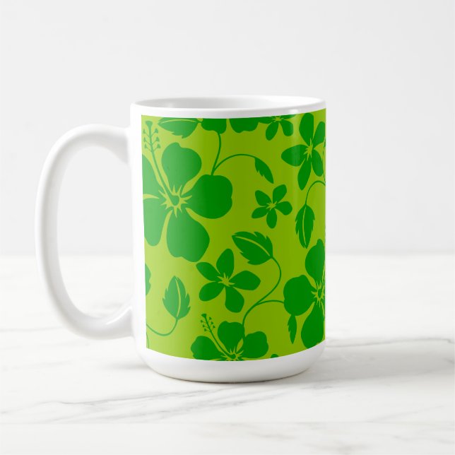 HAWAIIAN HULA (HIBISCUS) LEMON LIME COFFEE MUG (Left)