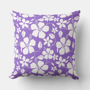 HAWAIIAN HULA (HIBISCUS) LIGHT PURPLE THROW PILLOW