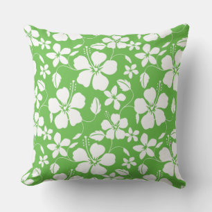 HAWAIIAN HULA (HIBISCUS) LIME THROW PILLOW
