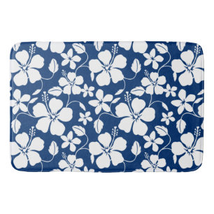HAWAIIAN HULA (HIBISCUS) NAVY BATH MAT