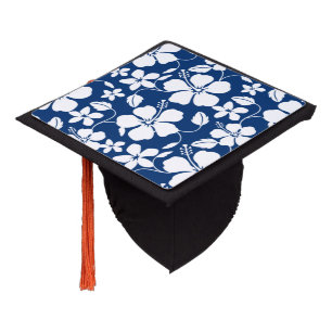 HAWAIIAN HULA (HIBISCUS) NAVY GRADUATION CAP TOPPER