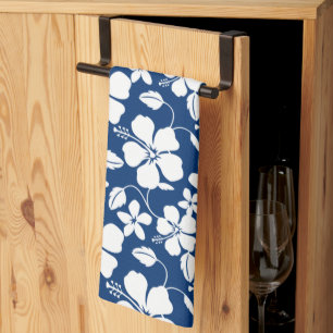 HAWAIIAN HULA (HIBISCUS) NAVY KITCHEN TOWEL