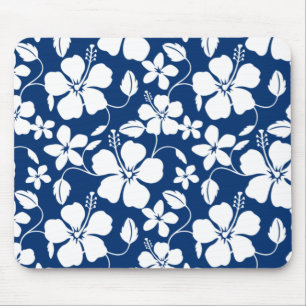 HAWAIIAN HULA (HIBISCUS) NAVY MOUSE PAD