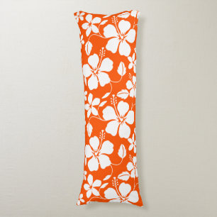 HAWAIIAN HULA (HIBISCUS) ORANGE BODY PILLOW