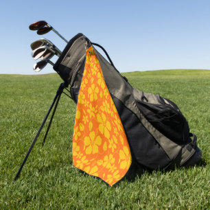 HAWAIIAN HULA (HIBISCUS) ORANGE MIX GOLF TOWEL
