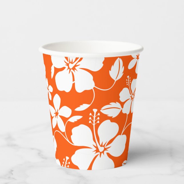 HAWAIIAN HULA (HIBISCUS) ORANGE PAPER CUPS (Front)
