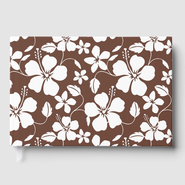 HAWAIIAN HULA (HIBISCUS) PATTERN IN BROWN GUEST BOOK (Front)